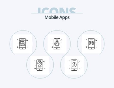 Mobile Apps Line Icon Pack 5 Icon Design. care. health. app. app. phone