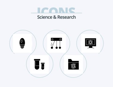 Science Glyph Icon Pack 5 Icon Design. space. monitor. bulb. atom. science