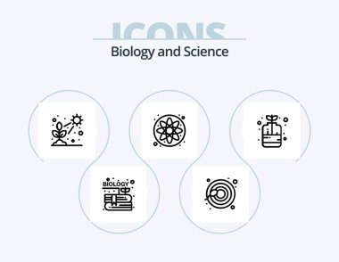 Biology Line Icon Pack 5 Icon Design. plant. molecule. screen. screen. atom