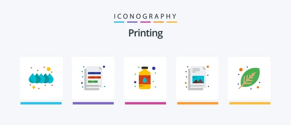 Printing Flat Icon Pack Including Green Picture Art File Spray — Stockový vektor