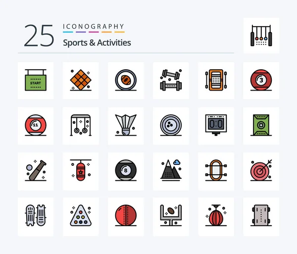 Sports Activities Line Filled Icon Pack Including Lifting Athletics Recreation — Stock Vector