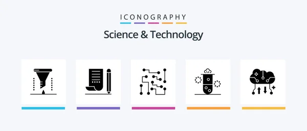 Science Technology Glyph Icon Pack Including Radioactivity Nuclear Radiation Notepad — Image vectorielle