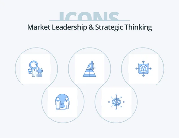 Market Leadership Strategic Thinking Blue Icon Pack Icon Design Dart — Stok Vektör