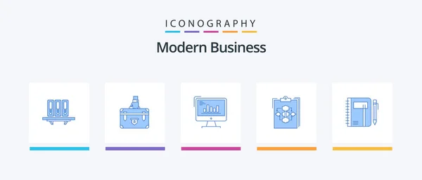 Modern Business Blue Icon Pack Including Computer Analytics Briefcase Chart — 图库矢量图片