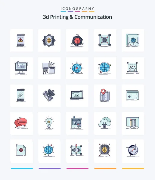 Creative Printing Communication Line Filled Icon Pack Data Center Forming — Stock Vector