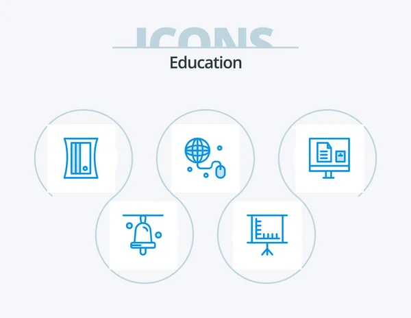 Education Blue Icon Pack Icon Design Education Education Web Education — Stock Vector