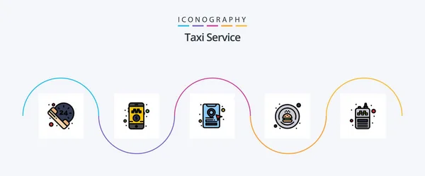 Taxi Service Line Gevuld Flat Pictogram Pack Inclusief Draadloos Een — Stockvector