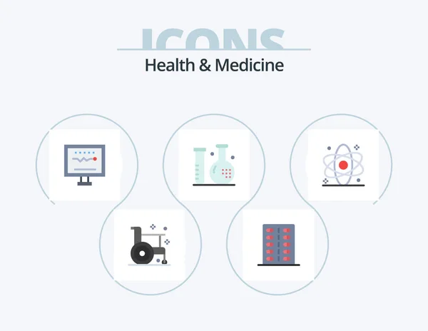 Health Medicine Flat Icon Pack Icon Design Health Atom Health — Stock Vector