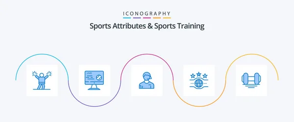 Sports Atributes Sports Training Blue Icon Pack Including Sport Champion — Stock Vector