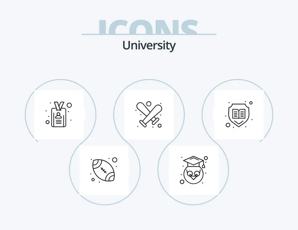 Icona University Line Pack Icona Design Documento Tavolo Istruzione Scrivania — Vettoriale Stock