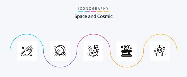 Paquete Iconos Space Line Incluido Medios Comunicación Avatar — Archivo Imágenes Vectoriales