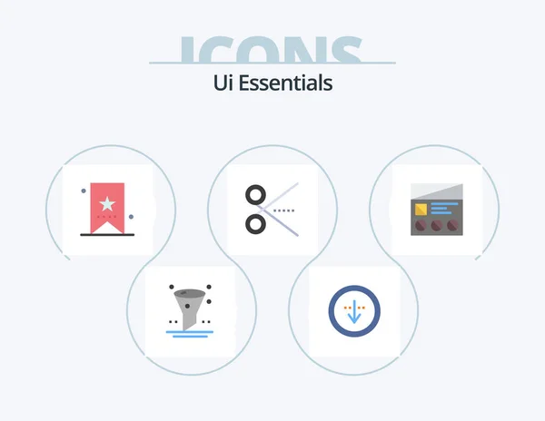Essentials Flat Icon Pack Icon Design Tool Office Interface Cut — Vettoriale Stock