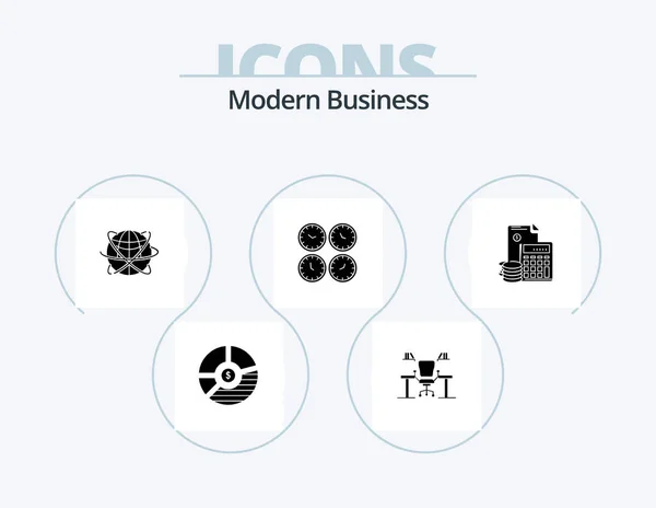 Modern Business Glyph Icon Pack Icon Design Global Business Business — ストックベクタ