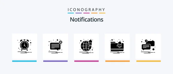 Notifications Glyph Icon Pack Including Unread Mail Browser Chat Folder – stockvektor