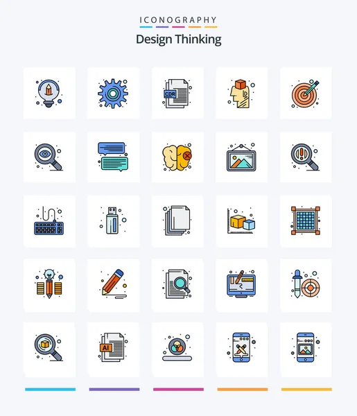 Creative Design Thinking Line Filled Icon Pack Target Design Cdr — Archivo Imágenes Vectoriales