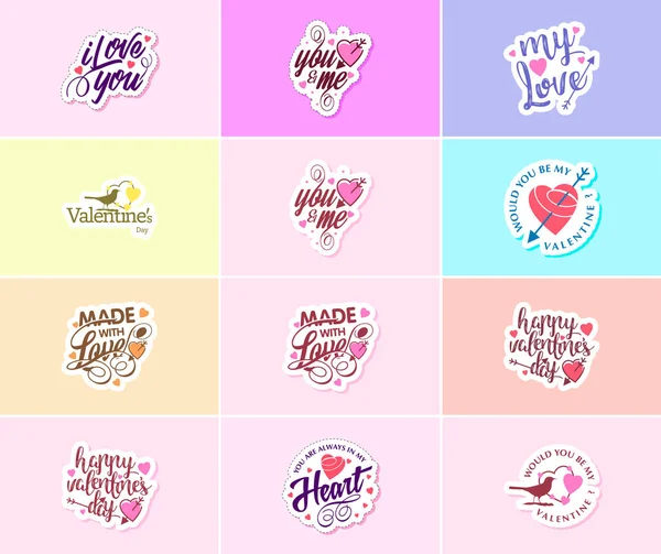 Valentine Day Time Love Stunning Visual Stickers — Διανυσματικό Αρχείο