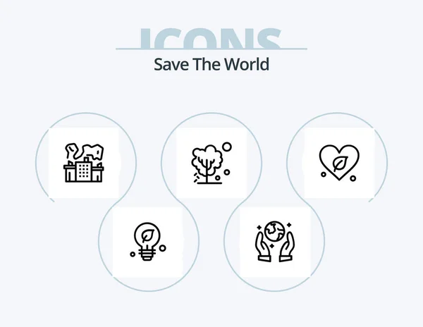 World Line Icon Pack Icon Design Caliente Medio Ambiente Humo — Archivo Imágenes Vectoriales