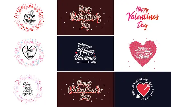 Happy Valentine Day Banner Template Romantic Theme Pink Red Color — Stok Vektör