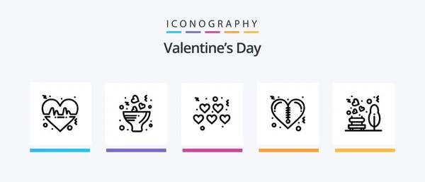 Valentines Day Line Icon Pack Including Home Notebook People Love — Stock Vector