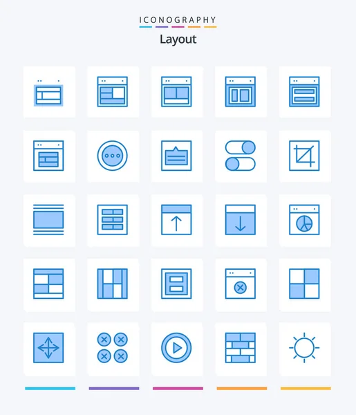 Creative Layout Blue Icon Pack Loading Ellipsis Order Wireframe Links — Stock Vector