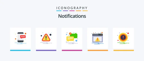 Notifications Flat Icon Pack Including Notification Alert Mail Warning Alert — Stock Vector