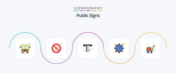 Public Signs Flat Icon Pack Including Luggage Settings Atm Public – stockvektor