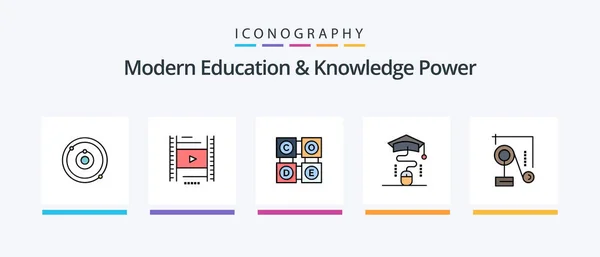 Modern Education Knowledge Power Line Filled Icon Pack Including Online — Stock Vector