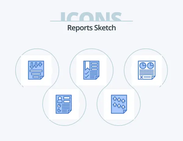 Reports Sketch Blue Icon Pack Icon Design Document Bookmark Paper — Stockvektor