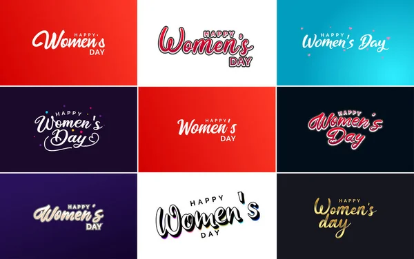 Set International Women Day Cards Logo Gradient Color Scheme — Stockový vektor