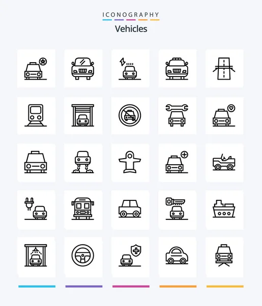 Creative Vehicles Outline Icon Pack Highway Kreativní Elektrika Konstrukce Policie — Stockový vektor