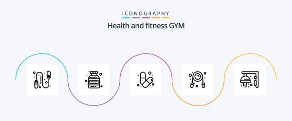 Gym Line Icon Pack Including Shower Fitness Health Gym Fitness — Stock vektor