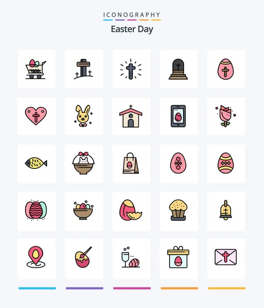 Creative Easter Line Filled Icon Pack Easter Loves Easter Egg — Stock Vector