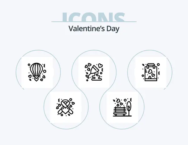 День Святого Валентина Линии Икона Pack Icon Design Свидание Любовь — стоковый вектор