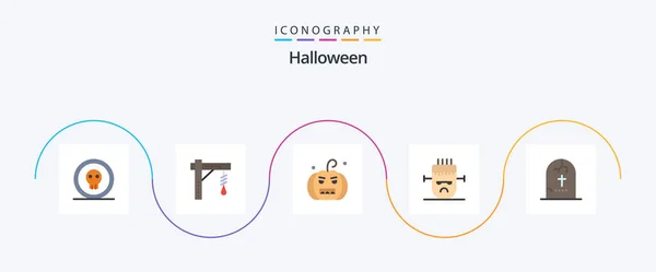 Halloween Flat Icon Pack Including Mask Horror Halloween Frankenstein Horror — Stock Vector