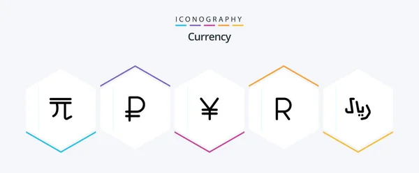 Currency Filledline Icon Pack Including Cash Zar Sign Currency Rand — ストックベクタ