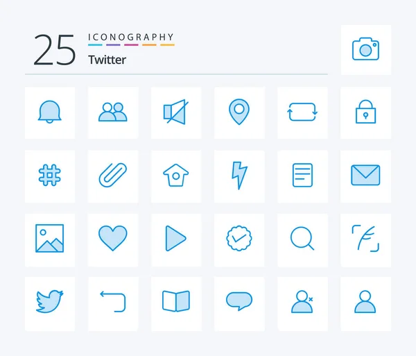 Twitter Blue Color Icon Pack Including Sets Front Back Location — Vector de stoc