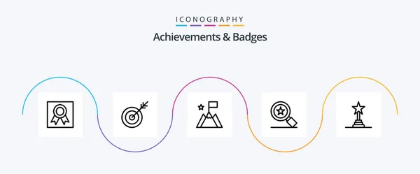 Achievements Badges Line Icon Pack Including Lifetime Achievements Achievement Award — Stock Vector