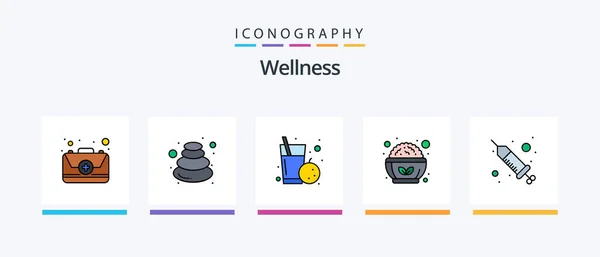 Wellness Line Filled Icon Pack Including Wellness Leaf Leaf Apple — Stockový vektor