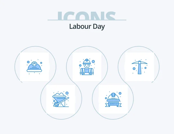 Labour Day Blue Icon Pack Icon Design Hard Work Worker — Vettoriale Stock