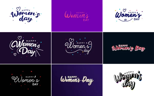 International Women Day Vector Hand Written Typography Background Gradient Color — Stock Vector