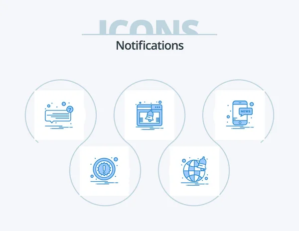 Notifications Blue Icon Pack Icon Design Notification Mobile Sms Notification — Stock Vector