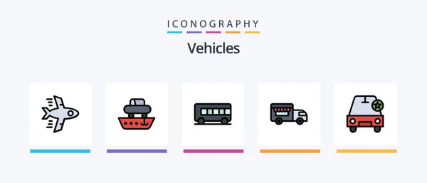 Vehicles Line Filled Icon Pack Including Logistics Speed Car Motor — Vetor de Stock