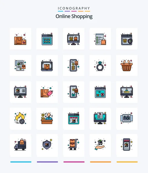 Creative Online Shopping Line Filled Icon Pack Quality List Product — Stock Vector