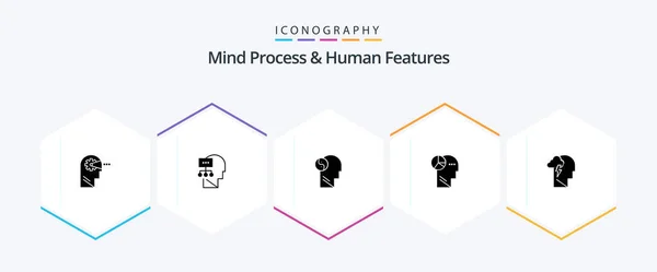 Mind Process Human Features Glyph Icon Pack Including Mental Thinking — 图库矢量图片