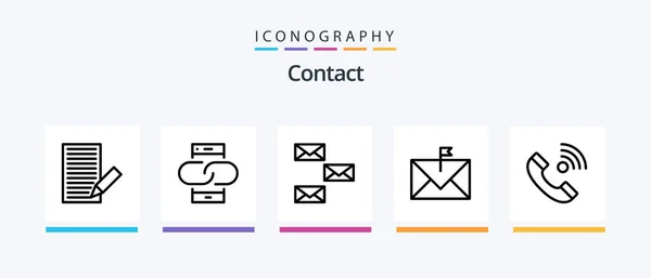 Contact Line Icon Pack Including Contact Communication Message Envelope Contact — Archivo Imágenes Vectoriales
