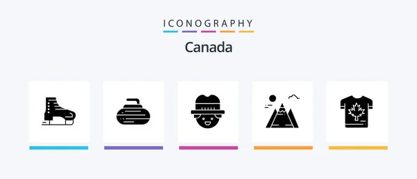 Canada Glyph Icon Pack Including Canada Shirt Sport Sun Landscape — 图库矢量图片