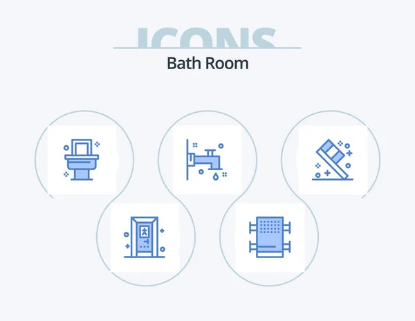 Bath Room Blue Icon Pack Icon Design Room Room Toothbrush — Stockvektor