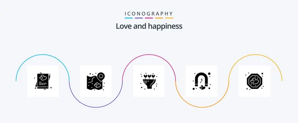 Love Glyph Icon Pack Including Romance Love Strategy Heart Present — ストックベクタ