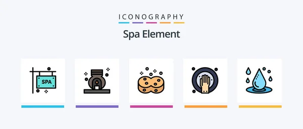 Spa Element Line Filled Icon Pack Including Candles Yoga Honey — Image vectorielle