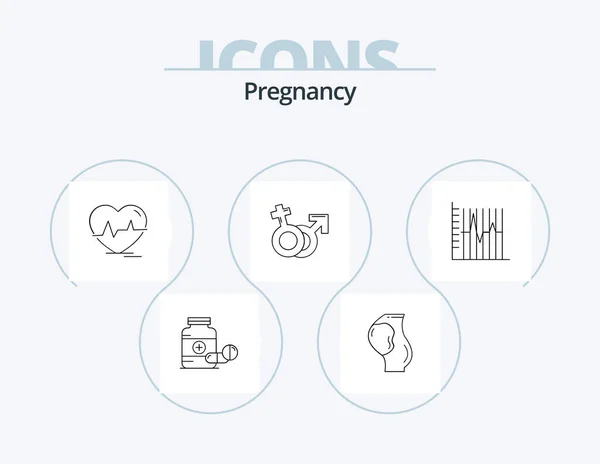 Pregnancy Line Icon Pack Icon Design Baby Pregnancy Needle Scientific — ストックベクタ